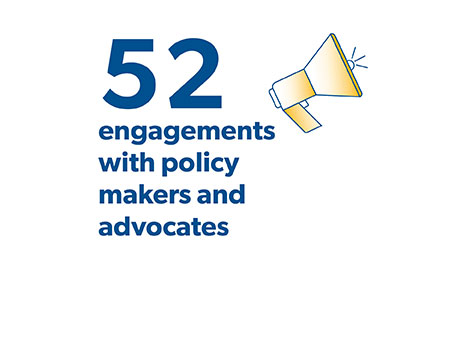 52 engagements with policy makers and advocates