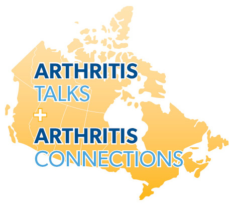 A map of Canada with the inscriptions: Arthritis Talks + Arthritis Connections