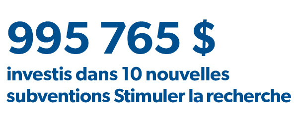 995 765 $ investis dans 10 nouvelles subventions Stimuler la recherche 
