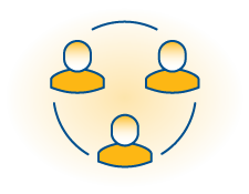 three people icons in a cercle