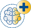 Icone d'un cerveau avec un signe plus