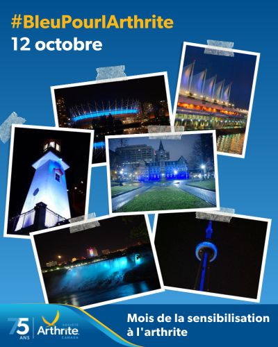 Bleu Pour Arthritis - 12 octobre - photos de monument éclairés en bleu