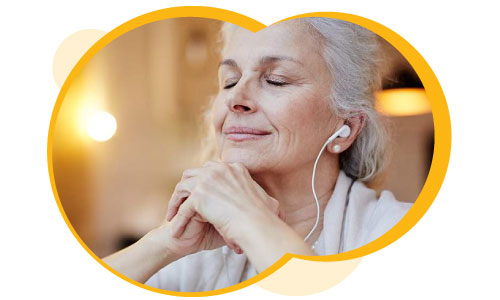 Older woman listening to a meditation
