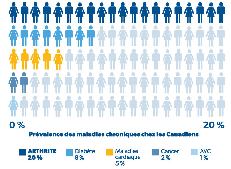 Graphique comparatif - Prévalence des problèmes de santé chroniques chez les Canadiens