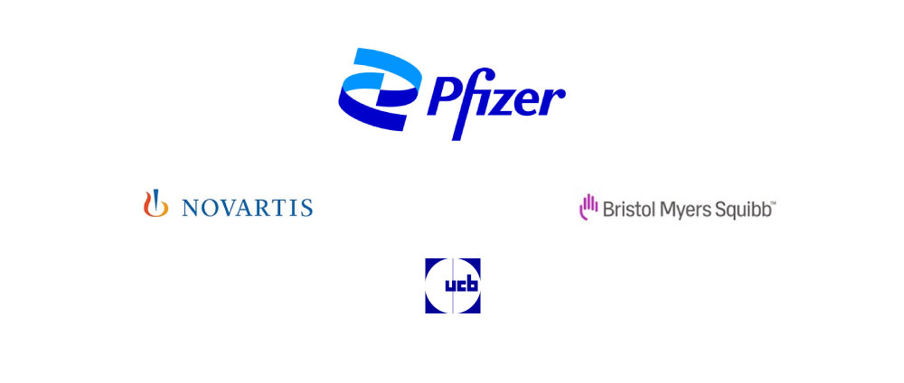 Logo Pfizer, Novartis, BMS, UCB
