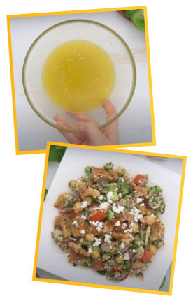Photo 1 - Step 3 - vinaigrette, Photo 2 - Step 4 - all ingredients together with some feta on top