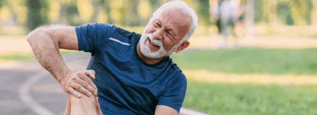 Un homme en douleur se tenant le genou